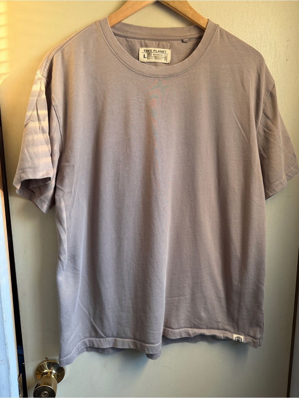 Free Planet Men's Beige Crewneck Short-Sleeve Tee